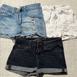 Denim Shorts - Blue, White, and Dark Wash